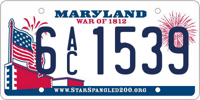 MD license plate 6AC1539