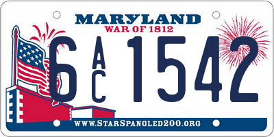 MD license plate 6AC1542
