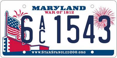 MD license plate 6AC1543