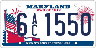 MD license plate 6AC1550