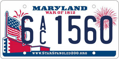 MD license plate 6AC1560