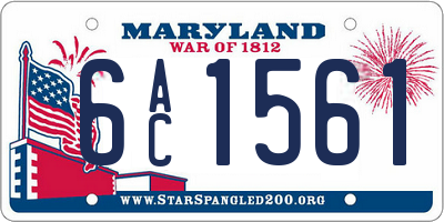 MD license plate 6AC1561