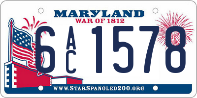 MD license plate 6AC1578