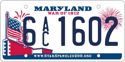 MD license plate 6AC1602