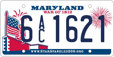 MD license plate 6AC1621