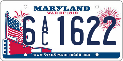 MD license plate 6AC1622