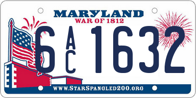 MD license plate 6AC1632