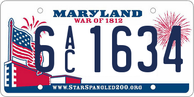 MD license plate 6AC1634
