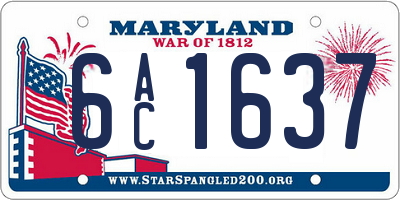 MD license plate 6AC1637