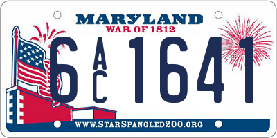 MD license plate 6AC1641