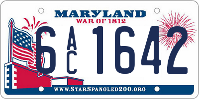MD license plate 6AC1642