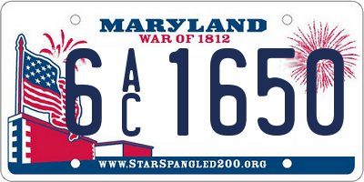 MD license plate 6AC1650