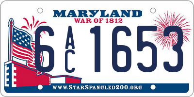 MD license plate 6AC1653