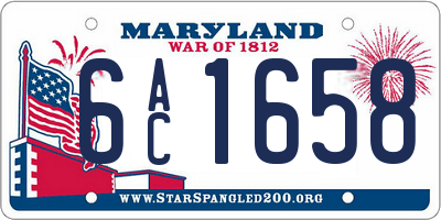 MD license plate 6AC1658