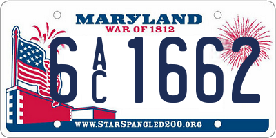 MD license plate 6AC1662