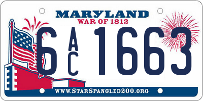 MD license plate 6AC1663