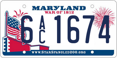 MD license plate 6AC1674