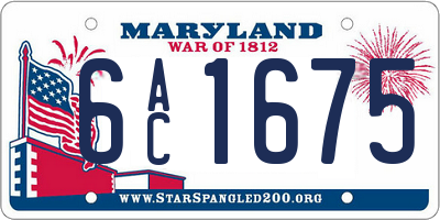 MD license plate 6AC1675