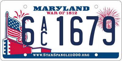 MD license plate 6AC1679