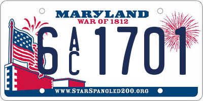 MD license plate 6AC1701