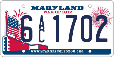 MD license plate 6AC1702