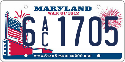 MD license plate 6AC1705