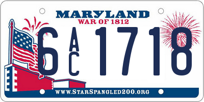 MD license plate 6AC1718