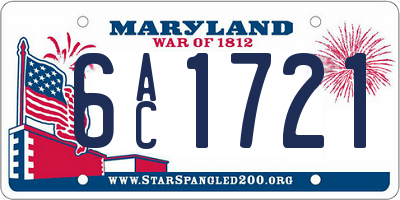 MD license plate 6AC1721