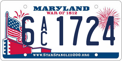MD license plate 6AC1724