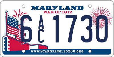MD license plate 6AC1730
