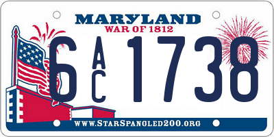 MD license plate 6AC1738
