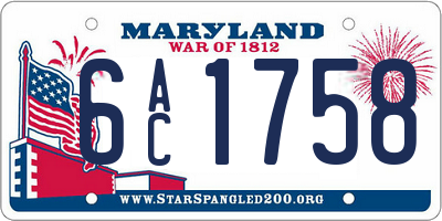 MD license plate 6AC1758
