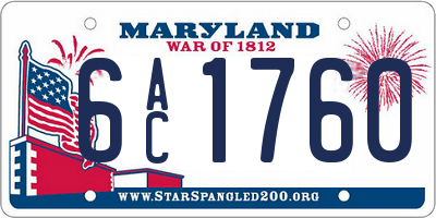 MD license plate 6AC1760