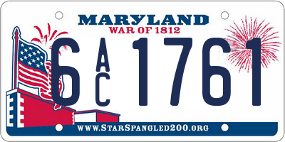 MD license plate 6AC1761
