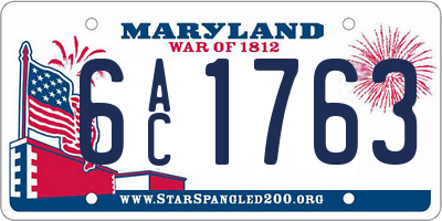 MD license plate 6AC1763