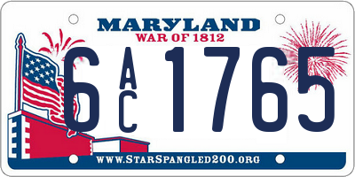 MD license plate 6AC1765