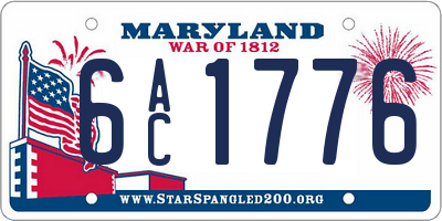 MD license plate 6AC1776
