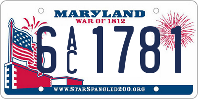 MD license plate 6AC1781