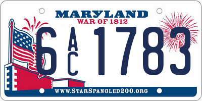 MD license plate 6AC1783