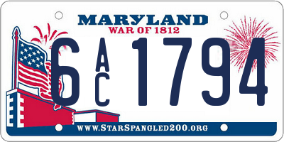 MD license plate 6AC1794
