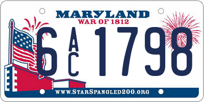 MD license plate 6AC1798