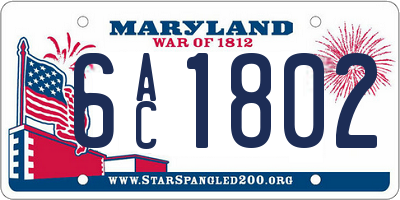 MD license plate 6AC1802
