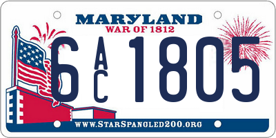 MD license plate 6AC1805