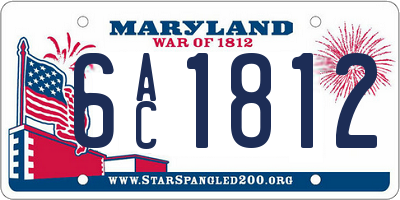 MD license plate 6AC1812