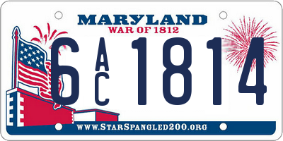 MD license plate 6AC1814