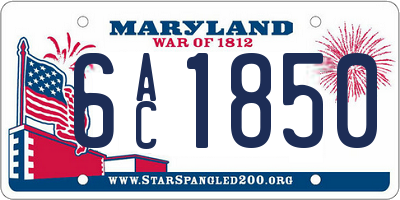 MD license plate 6AC1850