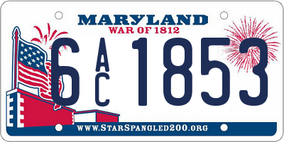 MD license plate 6AC1853
