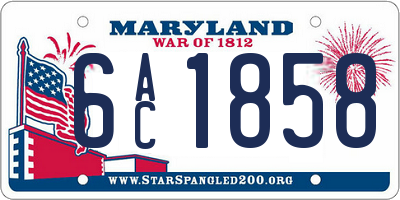 MD license plate 6AC1858