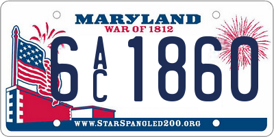 MD license plate 6AC1860