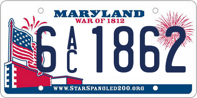 MD license plate 6AC1862